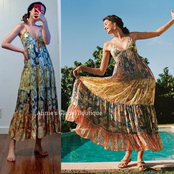 RARE NWT ANTHROPOLOGIE Verb Echo Tiered Maxi Dress - Picture 16 of 16